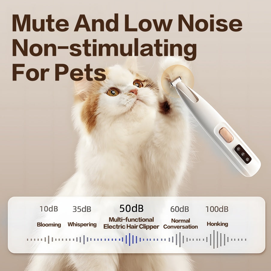 Rechargeable Pet Hair Trimmer | LED Precision & Waterproof