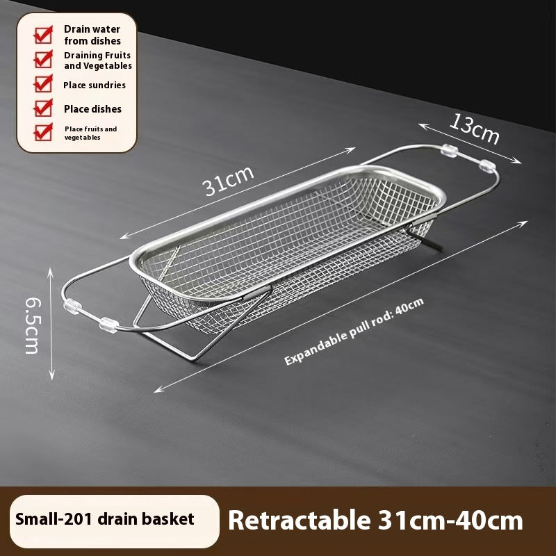 Stainless Steel Sink Drainage Basket Kitchen Sink Retractable