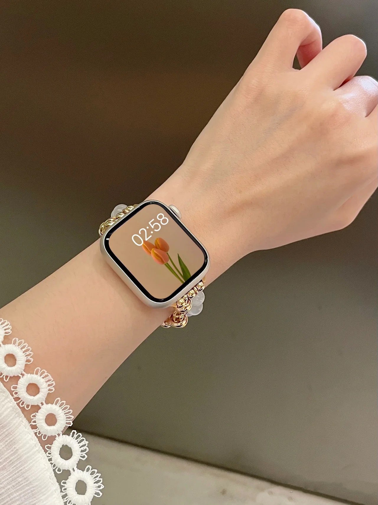 Classic Style Opal Bead Metal Strap For Women