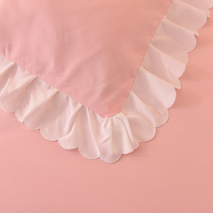 Princess Style Brushed Four-piece Winter Solid Color Bedding