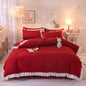 Princess Style Brushed Four-piece Winter Solid Color Bedding