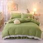Princess Style Brushed Four-piece Winter Solid Color Bedding