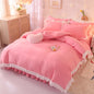 Princess Style Brushed Four-piece Winter Solid Color Bedding