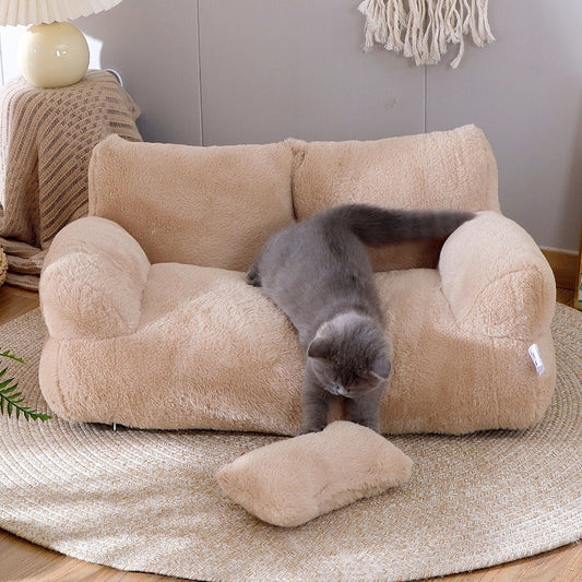 Warm Plush Pet Bed | Luxury Sofa for Cats & Puppies