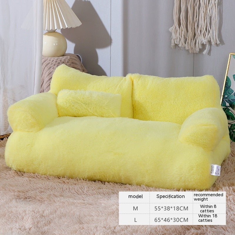 Warm Plush Pet Bed | Luxury Sofa for Cats & Puppies