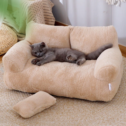 Warm Plush Pet Bed | Luxury Sofa for Cats & Puppies