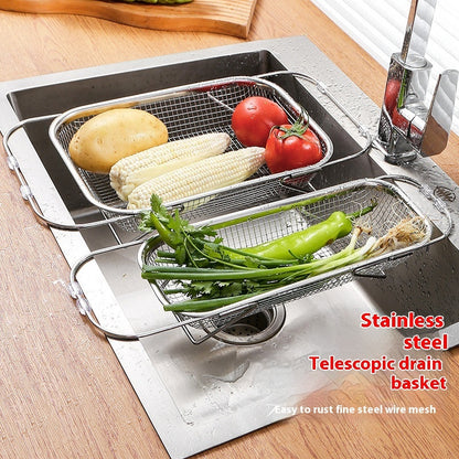 Stainless Steel Sink Drainage Basket Kitchen Sink Retractable
