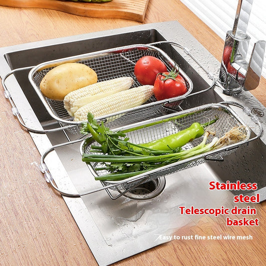 Stainless Steel Sink Drainage Basket Kitchen Sink Retractable