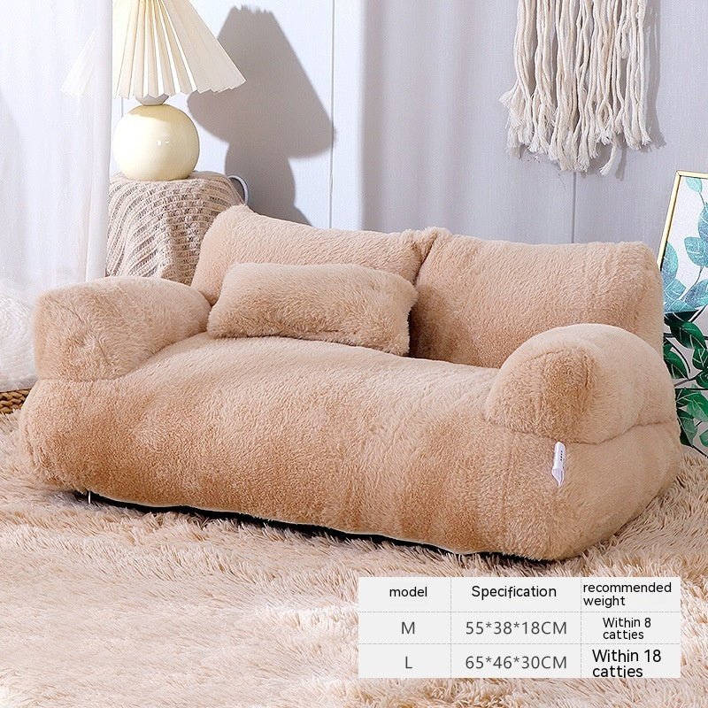Warm Plush Pet Bed | Luxury Sofa for Cats & Puppies