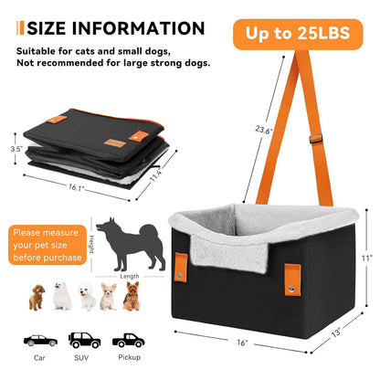 Dog Car Booster Seat for Small Pets with Safety Clip
