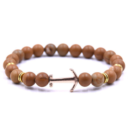 Boat Anchor Volcanic Natural Stone Bracelet
