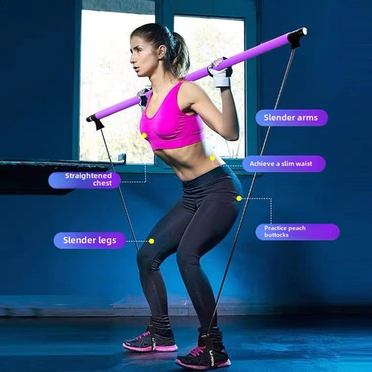 Pilates Stick Multifunctional Fitness Stick Yoga Pilates Equipment Home Elastic Exercise Training Hip Pull Rope