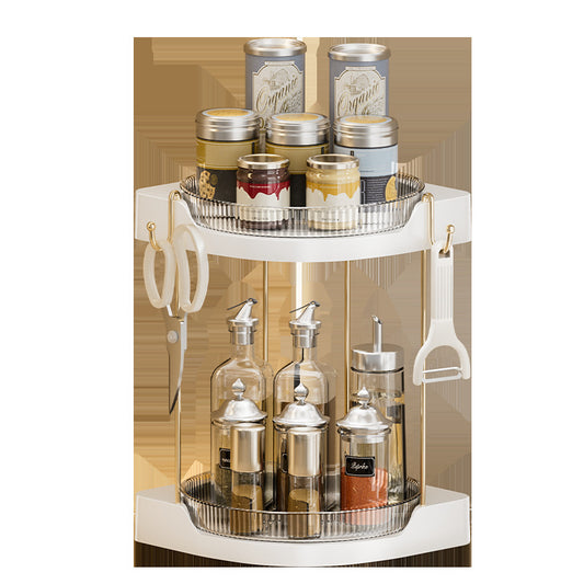 Kitchen Seasoning Rotating Rack Desktop Seasoning Turntable Storage Rack Double-layer Table Top Organize Storage Rack