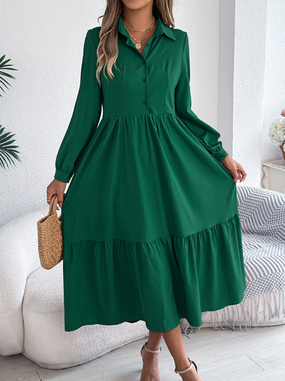 Loose Fit Turn-Down Collar Shirt Dress– Spring/Autumn Style