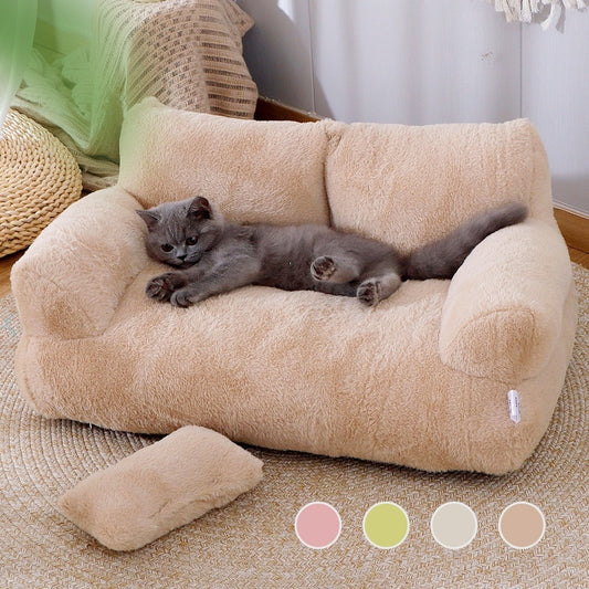 Warm Plush Pet Bed | Luxury Sofa for Cats & Puppies