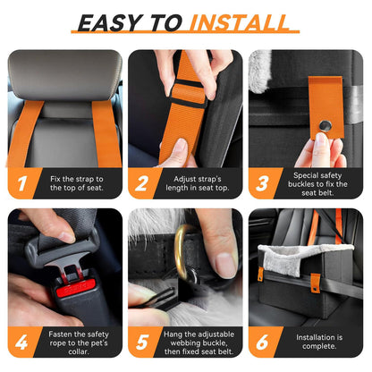 Dog Car Booster Seat for Small Pets with Safety Clip